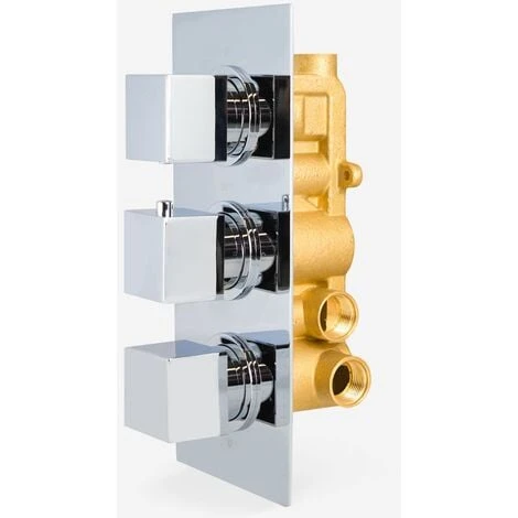 OLIVE 3 Dial 3 Outlet Concealed Thermostatic Shower - Square- Refined Valve - Image 3