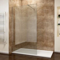 ELEGANT 900mm Walk In Wetroom Shower Enclosure 8mm Easy Clean Glass Shower Screen Panel With 1200x900mm Stone Tray And Waste
