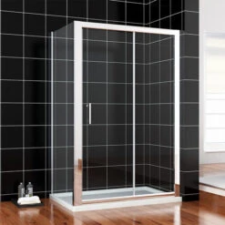 ELEGANT 1200 X 700 Mm Sliding Shower Enclosure 6mm Glass Reversible Cubicle Door With Tray And Waste + Side Panel