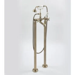 Milano Elizabeth - Traditional Freestanding Bath Shower Mixer Tap - Brushed Gold (Crosshead Handles)