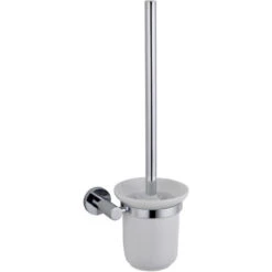 Chrome Round Style Brass Wall Mounted Round Bathroom Toilet Brush Holder