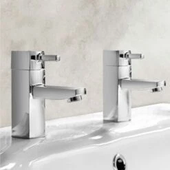 Boston Contemporary Set Of Hot And Cold Basin Sink Taps
