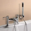 Blossom Modern Bridge Deck Mounted Bath Filler Shower Mixer Tap With Handheld Kit