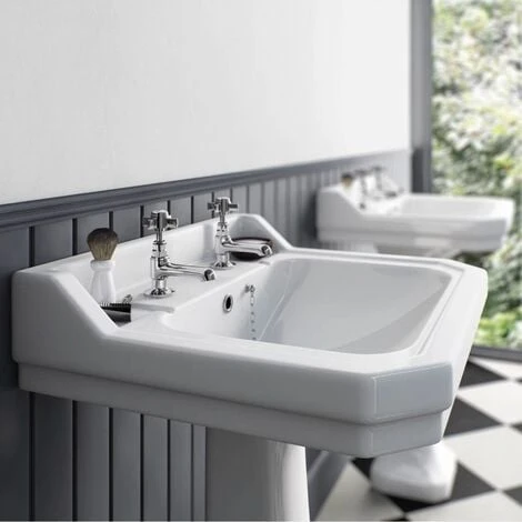 Edwardian Traditional Cross Head Chrome Hot & Cold Twin Basin Taps - Image 2