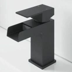 Modern Taps Basin Bathroom Sink Mono Mixer Waterfall Tap Lever Black Finish