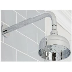Milano Elizabeth - Traditional Round Fixed Apron Rainfall Shower Head With Wall Mounted Arm - Chrome (155mm Head)