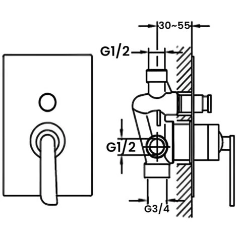 JTP Cascata Concealed Shower Valve & Diverter Chrome - Image 2