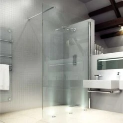 Merlyn 8 Series Wet Room Glass Panel With Tray 1200mm Wide Clear Glass