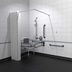 Nymas NymaPRO Doc M Shower Pack White With Concealed Valves And Dark Grey Rails