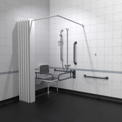 Nymas NymaPRO Doc M Shower Pack White With Exposed Valves And Dark Grey Rails