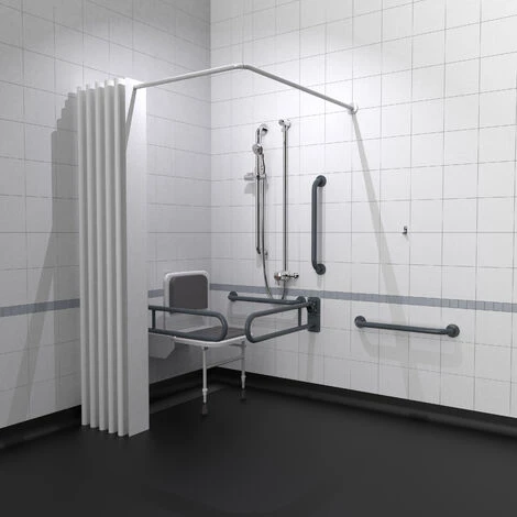 Nymas NymaPRO Doc M Shower Pack White With Exposed Valves And Dark Grey Rails