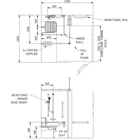 Nymas NymaPRO Doc M Shower Pack White With Exposed Valves And Dark Grey Rails - Image 2