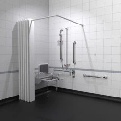 Nymas NymaPRO Doc M Shower Pack White With Exposed Valves And Polished Rails