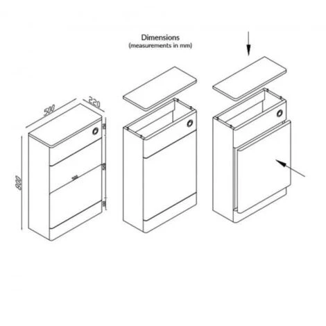 Orbit Eve Back To Wall WC Toilet Unit 500mm Wide - Pebble Grey - Image 2