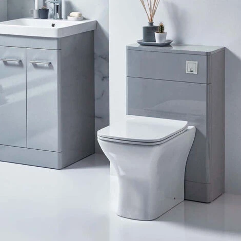 Orbit Eve Back To Wall WC Toilet Unit 500mm Wide - Pebble Grey - Image 3