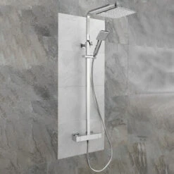 Sagittarius Stark Cube Bar Shower Mixer With Shower Kit + Fixed Head - Chrome