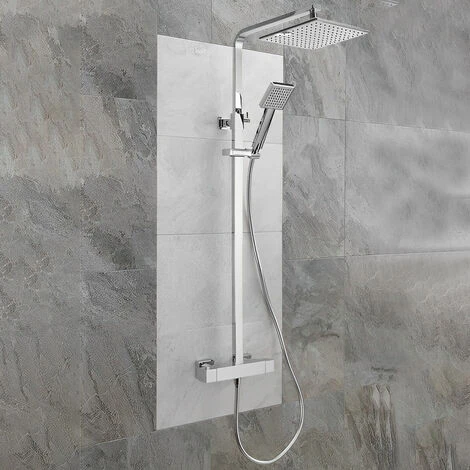 Sagittarius Stark Cube Bar Shower Mixer With Shower Kit + Fixed Head - Chrome