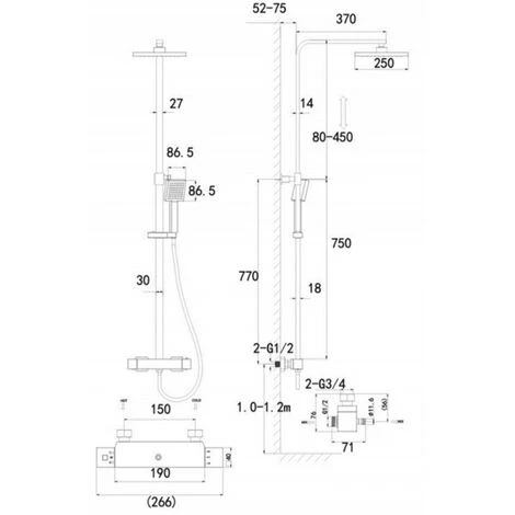 Sagittarius Stark Cube Bar Shower Mixer With Shower Kit + Fixed Head - Chrome - Image 2
