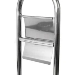 Toilet Brush & Paper Holder With Round Base Tissue Roll Storage, Silver