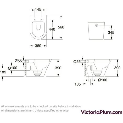 Mode Tate Rimless Back To Wall Toilet With Soft Close Seat - Image 3