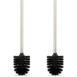 Relaxdays Toilet Brush, Set Of 2, Loo Brushes, WC, Removable Head, Bristles, No Holder Included Black 36 X 8 Cm, Black