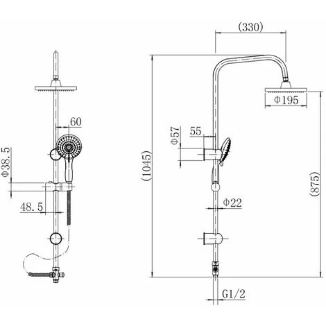 Round Shower Riser Kit Chrome Dual Shower Heads Adjustable Overhead Bathroom - Image 3