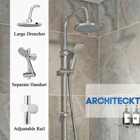 Round Shower Riser Kit Chrome Dual Shower Heads Adjustable Overhead Bathroom - Image 4