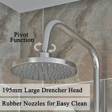 Round Shower Riser Kit Chrome Dual Shower Heads Adjustable Overhead Bathroom - Image 5