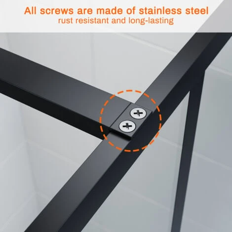ELEGANT Stain Black 900mm Walk In Shower Door 8mm Safety Tempered Glass Bathroom Open Entry Shower Screen Reversible Shower Cubicle - Image 2