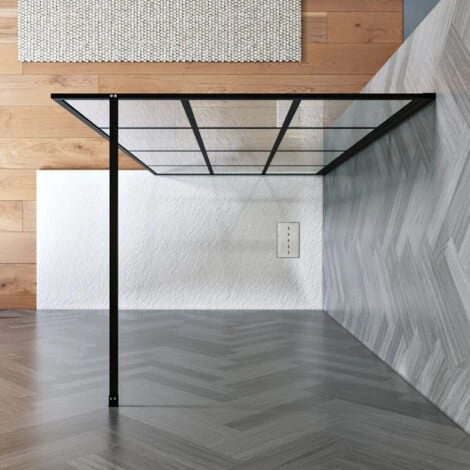 ELEGANT Stain Black 900mm Walk In Shower Door 8mm Safety Tempered Glass Bathroom Open Entry Shower Screen Reversible Shower Cubicle - Image 4