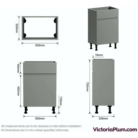 Reeves Wharfe Slate Matt Grey Back To Wall Unit 500mm - Image 3