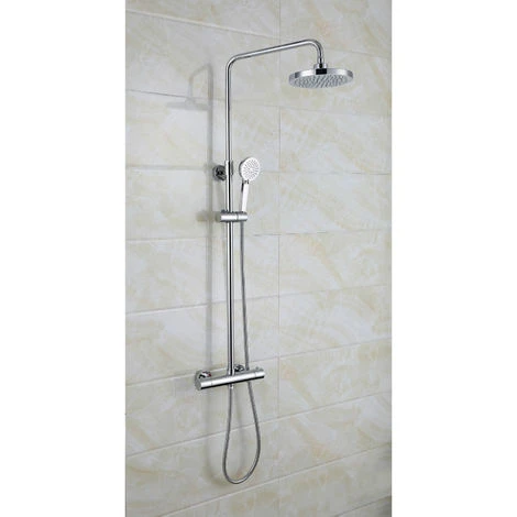 Round Thermostatic Cool Touch Chrome Plated Full Shower Kit - Image 2