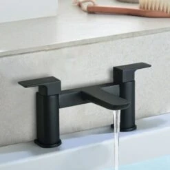 Astra Contemporary Matte Black Bridge Deck Mounted Bath Filler Tap