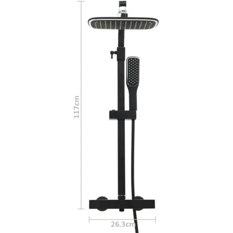 Dual Head Shower Set With Mixer And Hose Black VidaXL - Image 3