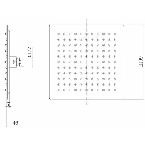 Ceiling Mounted Head 200mm Chrome Square Rainfall Fixed Shower Arm Slimline - Image 4