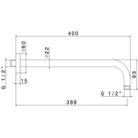 Vema Round Wall Mounted Shower Arm 400mm Length - Chrome - Image 2