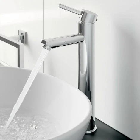 Modern Bathroom High Rise Basin Mixer Tap Tall Chrome Single Lever Solid Brass - Image 2