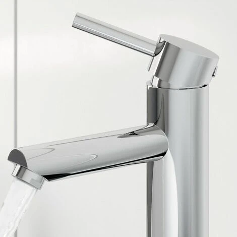 Modern Bathroom High Rise Basin Mixer Tap Tall Chrome Single Lever Solid Brass - Image 3
