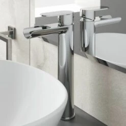 Bathroom Waterfall High Rise Tall Mono Basin Sink Mixer Tap Modern Single Lever