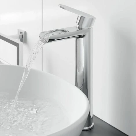 Bathroom Waterfall High Rise Tall Mono Basin Sink Mixer Tap Modern Single Lever - Image 2