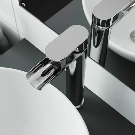 Bathroom Waterfall High Rise Tall Mono Basin Sink Mixer Tap Modern Single Lever - Image 3
