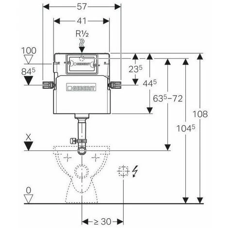 Geberit Delta 450mm H Concealed Toilet Cistern With Delta 21 Dual Flush Plate - Image 3