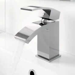 Modern Cloakroom Mini Mono Basin Sink Mixer Tap Curved Spout Lever Handle Chrome