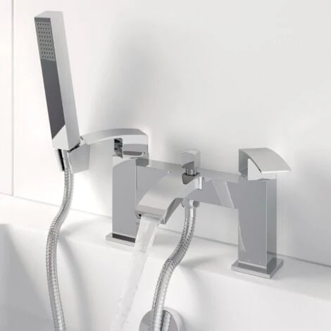 Modern Bathroom Mono Basin Sink Mixer Bath Shower Mixer Tap Set Hot Cold Chrome - Image 3