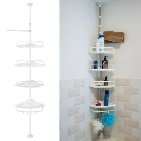 KCT Bathroom Corner Storage Shelf Adjustable Caddy 4 Tier Shower Organiser