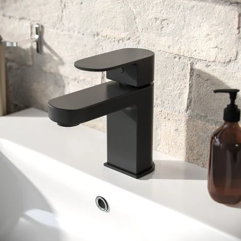 Eclipse Modern Matte Black Mono Basin Mixer Tap & Waste - Image 2