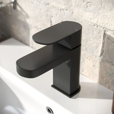 Eclipse Modern Matte Black Mono Basin Mixer Tap & Waste - Image 4