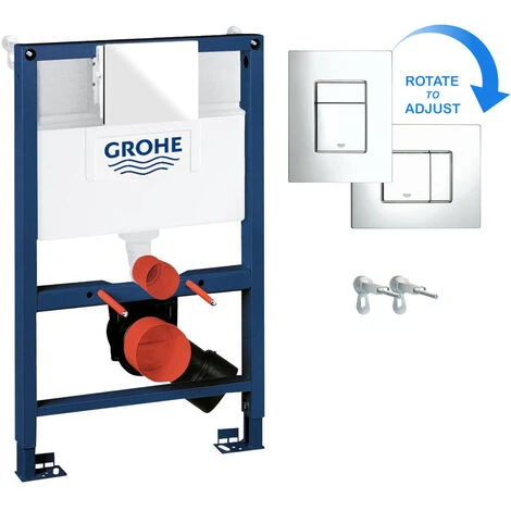 Rimless ECO Wall Hung Toilet Pan, Seat & GROHE 38773000 Rapid 0.82m SL 3-in-1 Low Height WC Cistern Frame Inc. Plate - Image 3