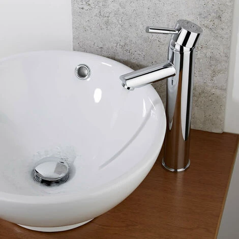 Milano Mirage - Modern Bathroom High Rise Mono Basin Mixer Tap With Lever Handle - Chrome - Image 4