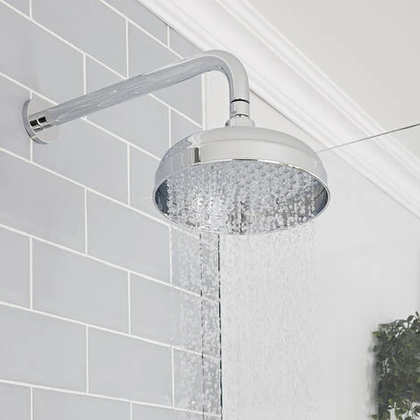 Milano Elizabeth - Traditional 2 Outlet Twin Diverter Thermostatic Mixer Shower Valve With 200mm Round Rainfall Shower Head And Hand Shower Handset - Chrome & Black - Image 2